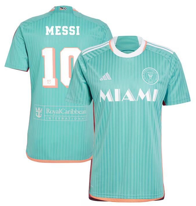 Men's Inter Miami CF #10 Lionel Messi Aqua 2024 Soccer Jersey